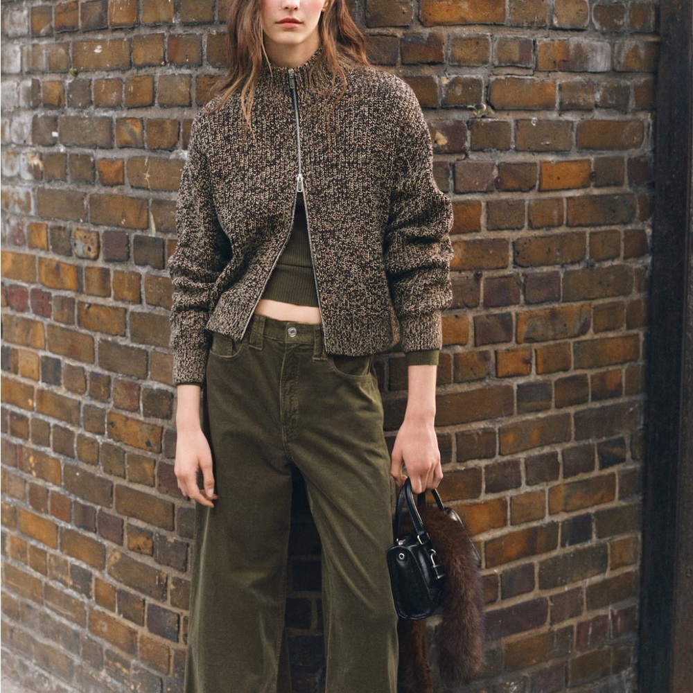 Mango Speckled Zip-up Cardigan